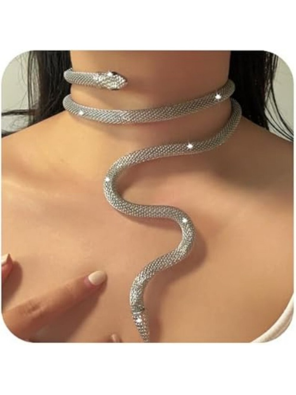 Bendable Snake Choker Necklace Flexible Boho Chunky Bracelet Silver Punk Jewelry